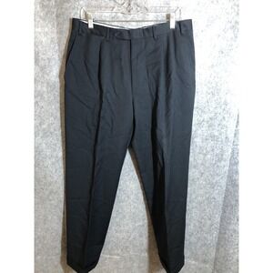Canali Wool Dress Pants Mens 40 EU50 Black Flat Front Tailored Trousers Italy